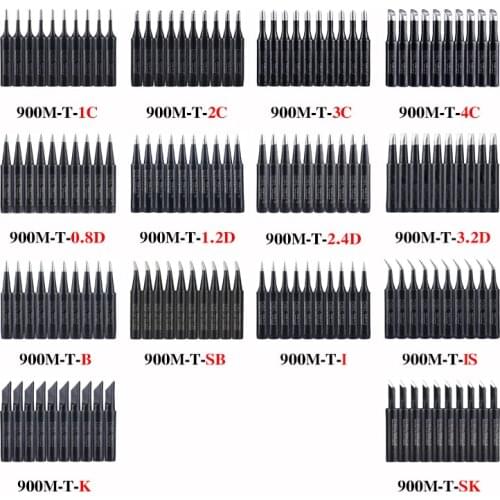 10PCS/Lot Lead-Free Soldering Iron Tip 900M-T Series Black Welding Head For 936 937 Soldering Station BGA Rework Tool