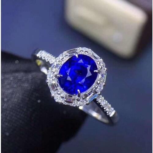 Natural real blue sapphire ring 925 sterling silver Fine handworked jewelry Finger rings