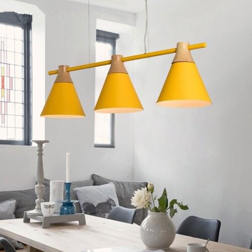 Nordic New Design Pendant Lights Wooden Hanging Light For Dining Table Colorful Bar Lamp Indoor LED Lighting Fixtures