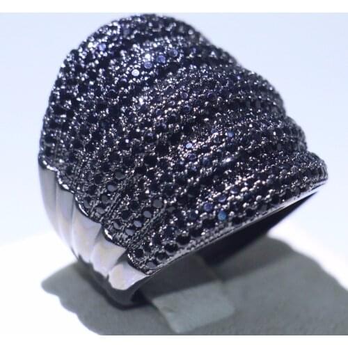 Brand New Luxury Jewelry Choucong 10KT Black Gold Fill Pave AAA Cubic Zirconia Cross Party Women Wedding Wide Ring For Lovers