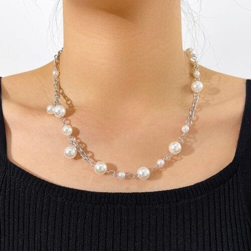 Aprilwell Pearl Chokers Necklaces For Women Aesthetic Silver Color Collar Lady Trendy Clothing 2021 Jewelry Gift For Girl Friend