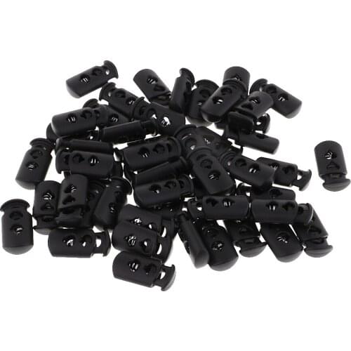 50x Plastic Cord Ends, Cord Stoppers, Cord Locks, Double Hole Lace Locks For Cord, Rope, Paracord