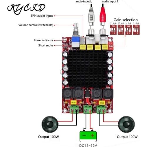 TDA7498 Digital Amplifier Board 100W*2 2.0 Channel Power AMP Class D Stereo Audio Amplifier DC 15-32V XH-M510 For Home Speaker