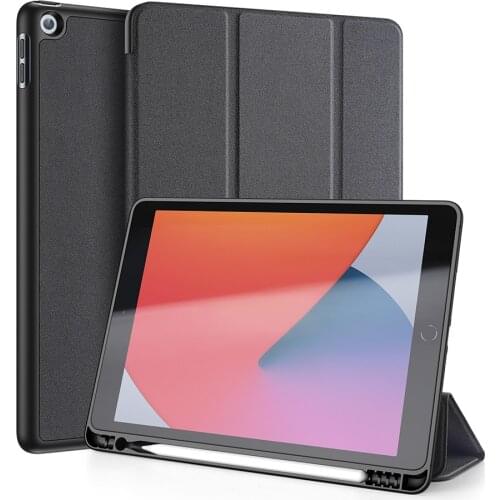 Luxury DUX DUCIS DOMO Series Tablet Leather Case for iPad 7/8 10.2'' Smart Wake Sleep Trifold Protective Case with Pencil Holder