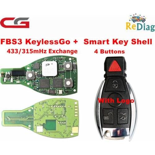 With 3/4 Button Logo Original CG MB FBS3 KeylessGo One-Key Start For Mercedes Smart 433/315mHz Exchange for W164 W166 W216 W221