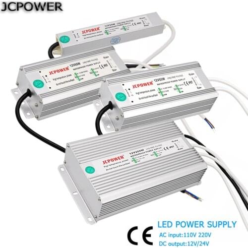 Led Driver Transformer Power Supply Adapter AC110-260V to DC12V/24V 10W- 100W Waterproof Electronic outdoor IP67 led strip lamp