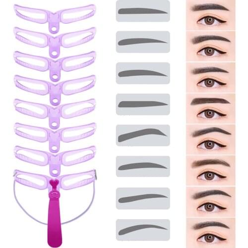 8Pcs Eyebrow Stencils Reusable Eyebrow Shaping Brow Template DIY Drawing Guide Card Model Beauty Women Makeup Tool Accessories