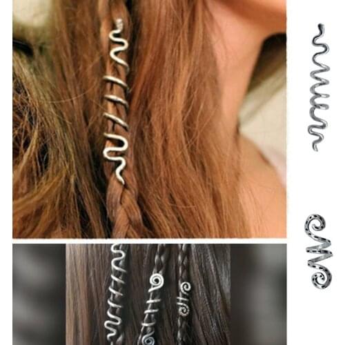 Vintage metal Silver Viking Spiral dread beard dreadlock beads rings tube clips for Hair Accessories Charms
