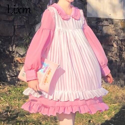 Japanese loli lolita dress peter pan collar cute dress lolita dress schoolgirl fairy gothic lolita dress women kawaii clothing