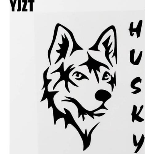YJZT 10.5CM×13.1CM Fashion Animal Husky Vinyl Motorcycle Car Sticker Decal Black/Silver 8C-0569