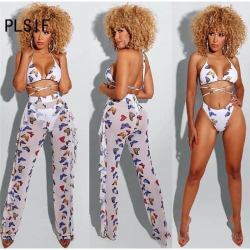 Summer hot recommend high pockets hip white animal printed women pants beach style lady fashion women pants