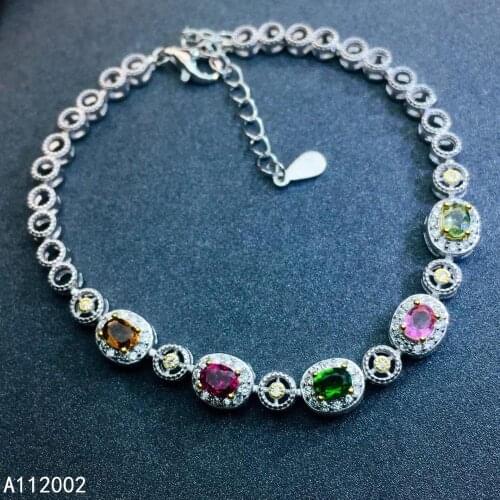KJJEAXCMY fine jewelry natural Tourmaline 925 sterling silver new women gemstone hand bracelet support test luxury trendy