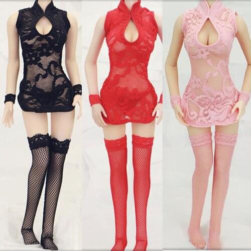 In Stock 1/6 Scale Female Figure Accessory Sexy Cheongsam Pajamas Underwear Dress Skirt Model for 12 inches Body