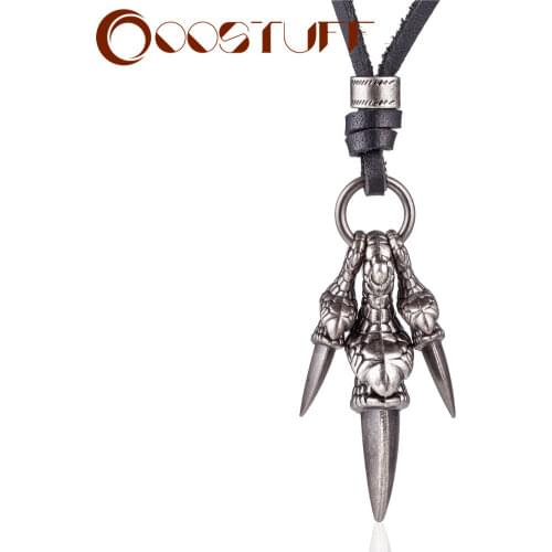 Eagle Claw Punk Jewelry Pendant Women Jewellery Statement necklaces & pendants kolye Vintage Long Leather Necklace collier femme