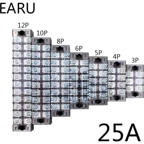 1pc 25A 600V Dual Row Barrier Screw Terminal Block Wire Connector TB Series 3 4 5 6 8 10 12 Positions Ways Factory Wholesale