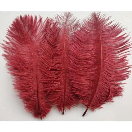 Hot 10pcs High Quality Wine Red ostrich feathers 6-8 inches/15-20 cm for Wedding Party Decor Accessories Wedding Decoration