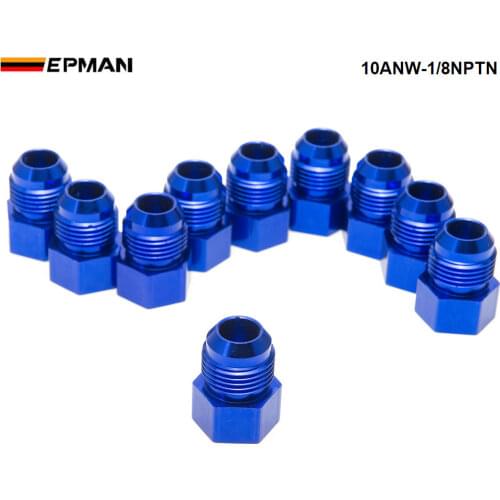 10PCS/LOT Fitting Flare Reducer Female -1/8NPT to Male -10 AN Blue Oil/Fuel Fitting Adapter 10ANW-1/8NPTN