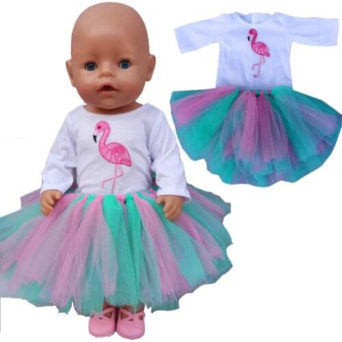 43cm 40cm Reborn Baby Doll Tutu Dress Flamingo Skirt 18 Inch Og Girl Doll Dress