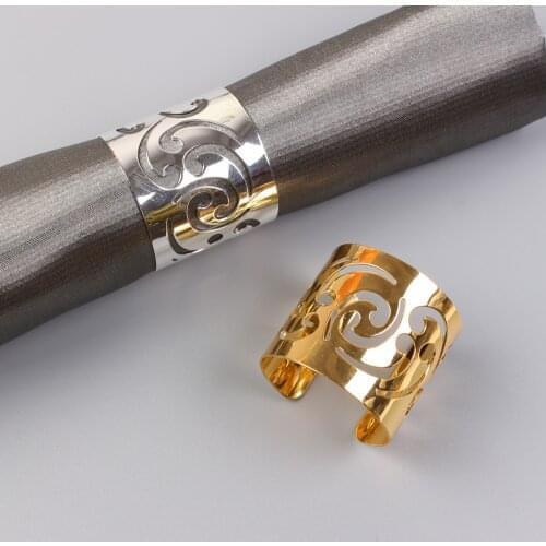 50pcs Plated metal golden comma napkin buckle wedding napkin ring mouth cloth ring placemat meal buckle