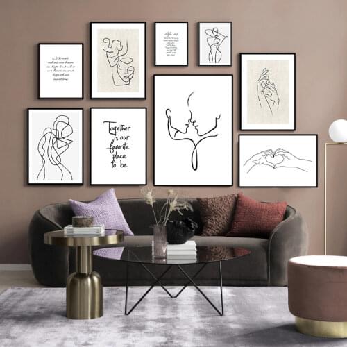 Abstract Body Line Drawing Poster Inspirational Quote Wall Art Picture Canvas Painting Living Room Decor Nordic Home Decoration