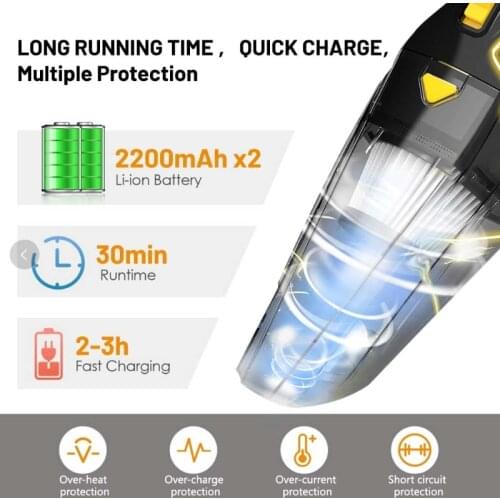 N0HF Car Cordless Vacuum Cleaner Powerful Cyclone Suction Handheld Home Car High-power Dual-purpose Portable Dust Dumping