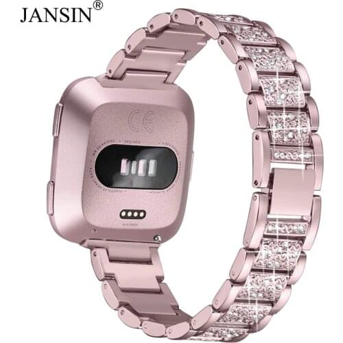 Bling Diamond watch Band For Fitbit Versa Stainless Steel Strap women Wrist Bracelet for fitbit lite/versa 2 3 Band Accessories