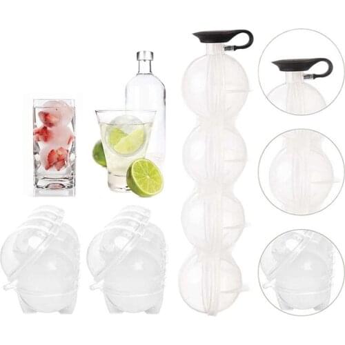 4 Cavity Whiskey IceCube Maker Mold Sphere Mould Kitchen Tool Silicone Ice Cream Tools Ice Grid Round Homemade Ice Ball Ice Mold