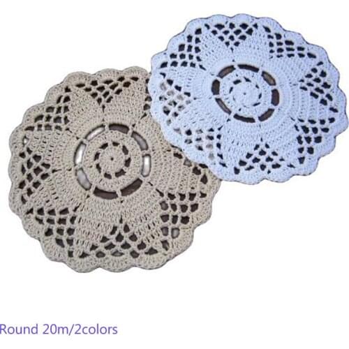 DIY Cotton Place table mat lace pad cloth crochet Round placemat dining doilies cup mug holder glass coaster kitchen tableware