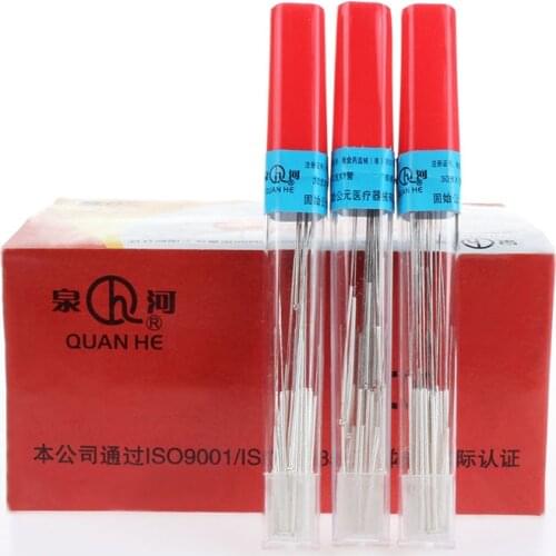 30pcs 0.30*13/25/40/50/60/75mm Acupuncture Needle silver surface Needles reusable 10 boxes