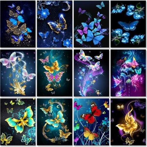 SDOYUNO 60x75cm Oil Painting By Numbers Animals Paint By Numbers On Canvas Watercolor By Numbers Butterfly Home Decor