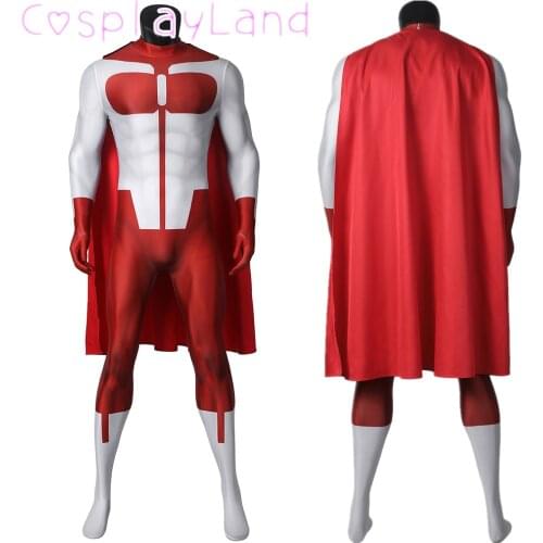 Halloween Invincible Cosplay Jumpsuits Omni Man Costume Superhero Nolan Grayson Zentai Printing Bodysuit With Cape