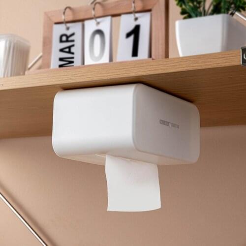 Creative wall-mounted tissue box household multifunctional paste-type paper box living room toilet tissue storage box