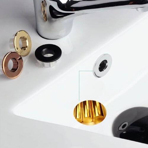 Bathroom Basin Faucet Overflow Cover Brass Sink Six Foot Round Ring Golden Hole Cover Cap Insert Replacement Restroom Accessorie