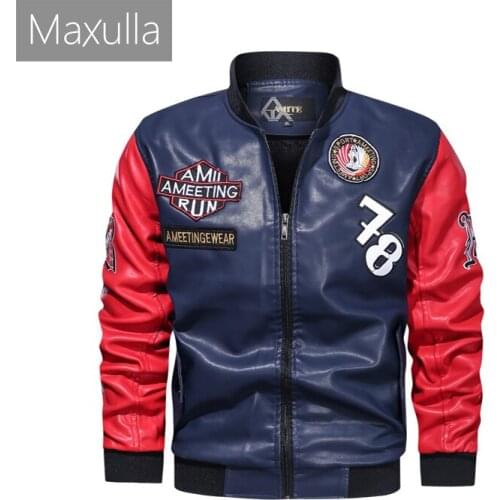 Maxulla Mens PU Jacket Fashion Mens Biker Punk Motorcycle Jackets Casual Slim Fit Faux Leather Coats Mens Outwear Clothing