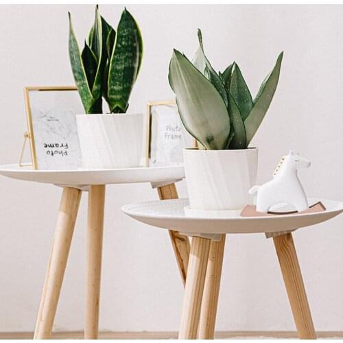 Reusable Plastic Planters Indoor Flower Plant Pots Modern Round Flower Pot with Tray Decorative Gardening Pot