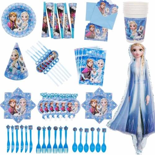 Disney Frozen Party Elsa Princess Set Decoration Party Supplies Cup Straws For Birthday Party Decorations Kids Baby Shower Gift