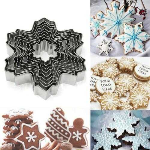 9-Piece Christmas Snowflake Cookie Cutter Set Stainless Steel Cookie Biscuits Cutter Molds Candy DIY Fondant Mold