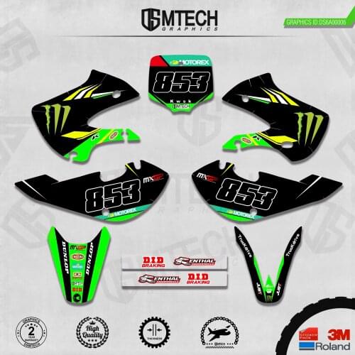DSMTECH Customized Team Graphics Backgrounds Decals 3M Custom Stickers For KAWASAKI 2000-2020 KX65 006