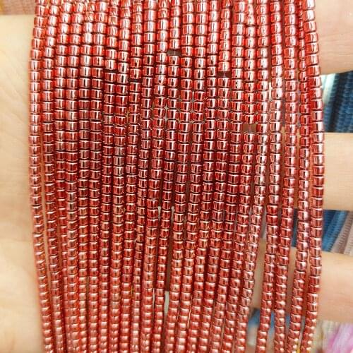 Natural Stone Hematite Loose Beads Colorful Plating Women Jewelry Making 2mm Flat Cylindrical Beaded DIY Bracelet Necklace Parts