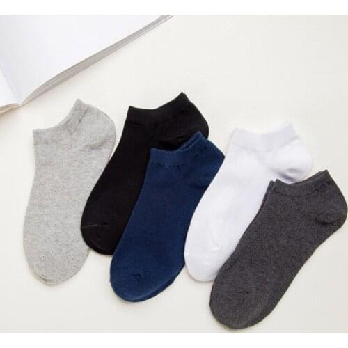 5Pairs/Lot Cotton Men Socks Fashion Autumn Sport Sweat Uptake Solid Casual Boat Pure