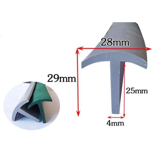 Rubber T Strip for Cable Solar Glass Metal Wood Panel Edge Encloser Shield Sealing 28x29mm Gray Green