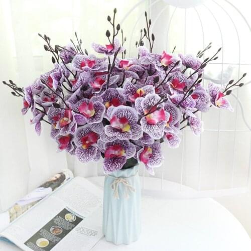 Artificial Flower Orchid Wedding Bouquet Phalaenopsis Party Home Decor Bedroom Ornaments Flower Arrangement Silk Flower Material