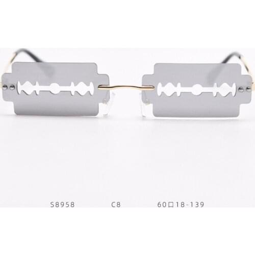 2020 Fashion Vintage Rimless Blade Sunglasses Women Men Luxury Brand Design Unique Hollow Steampunk Sun Glasses UV400 Shades