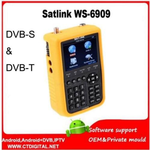 Satlink WS-6909 free shipping 3.5" LCD DVB-S&DVB-T satlink Combo satellite meter/ finder Combo Meter satlink ws6909