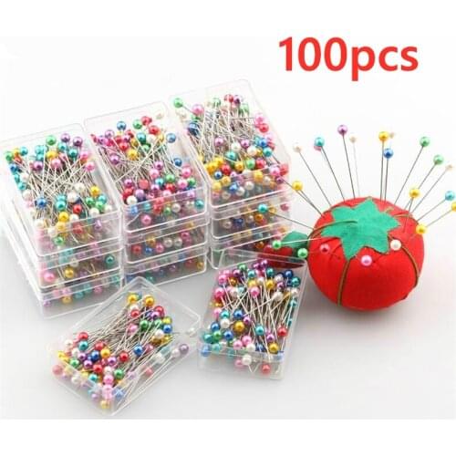 Wedding Dressmaking Pins Fixed Corsage Florists Hand Sewing Accessories Tools 100 Pcs Sewing Pin Round Pearl Head With Box