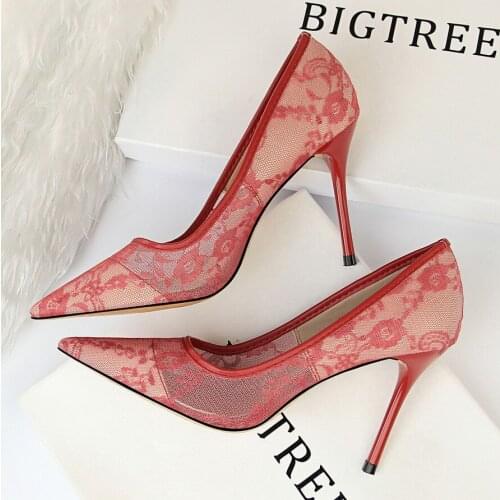 Fashion Sexy Women Shoes Red Bottom High Heels Pumps Spring/Autumn New Pointed Thin Heels Slip-on Shoes Woman Party Shoes