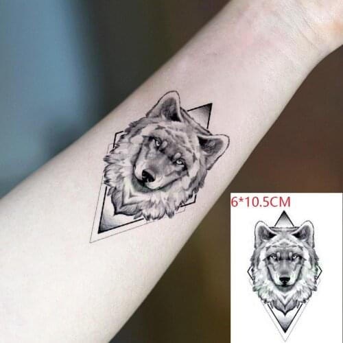 Waterproof Temporary Tattoo Sticker Wolf Head Animal Small Body Art Flash Tattoo Fake Tattoo for Women Men
