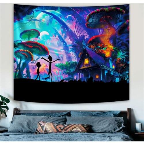 Magical Tapestry For Bed Room Party Wall Hanging Background Decor Psychedelic Magical Mushroom House Printed Home Tapestry
