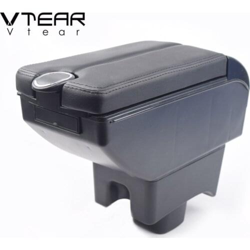 Vtear For Lifan 320 330 car armrest leather arm rest usb car-styling storage box raised interior center console accessories auto