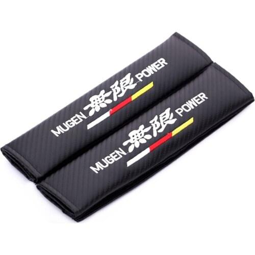 Embroidery for MUGEN emblem car Carbon fiber style seat belt cover shoulder pad for honda civic accord gk5 crv jazz accessories